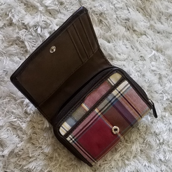 Plaid Leather Fabric Wallet - Picture 3 of 4